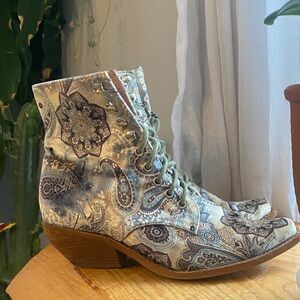 Jeffrey Campbell Paisley Ankle Boots - Blue and Brown